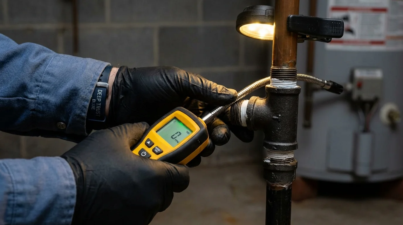 Gas leak detection with electronic sniffer by Johns Plumbing LLC in Whitefield