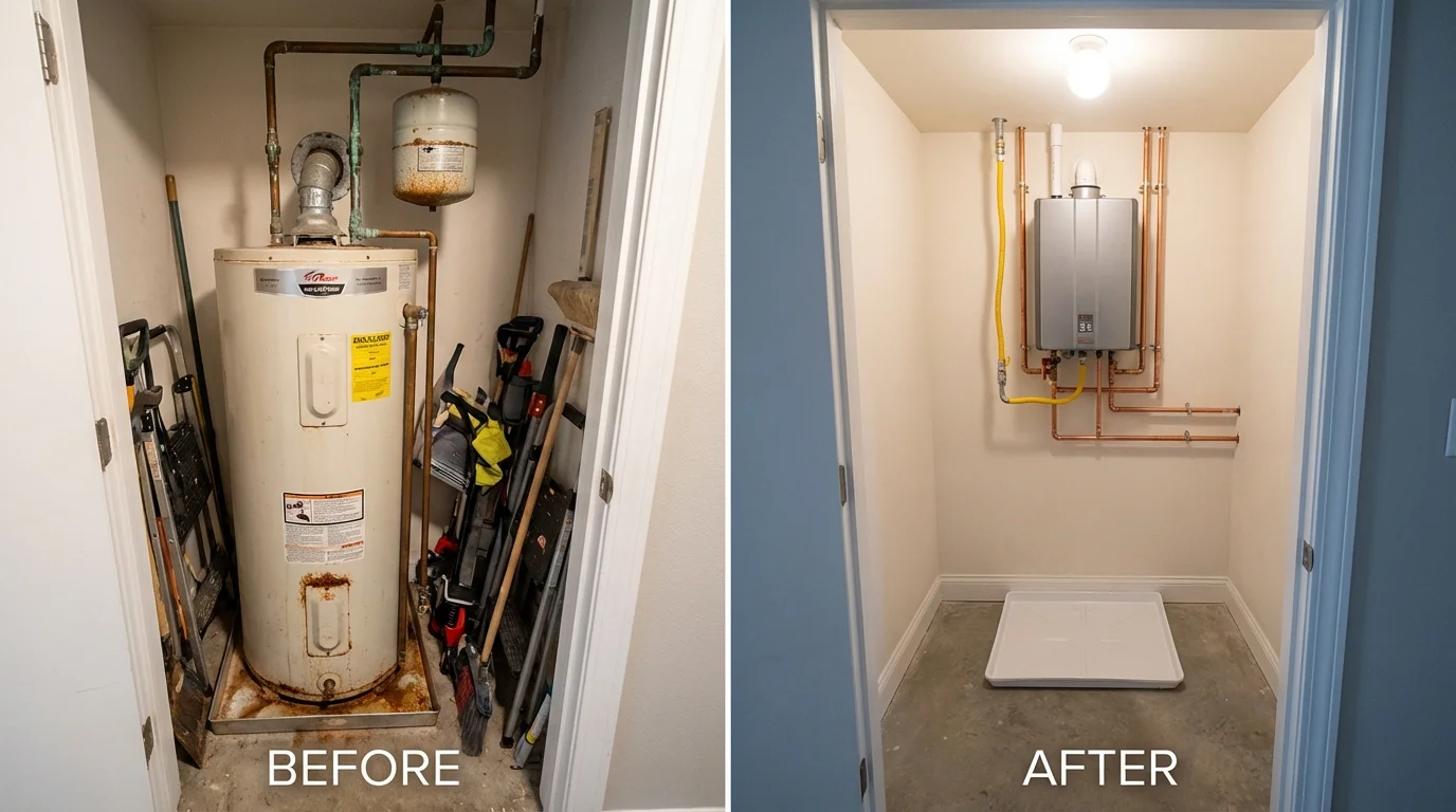 Tank water heater versus wall-mounted tankless unit comparison for Whitefield, NH homeowners