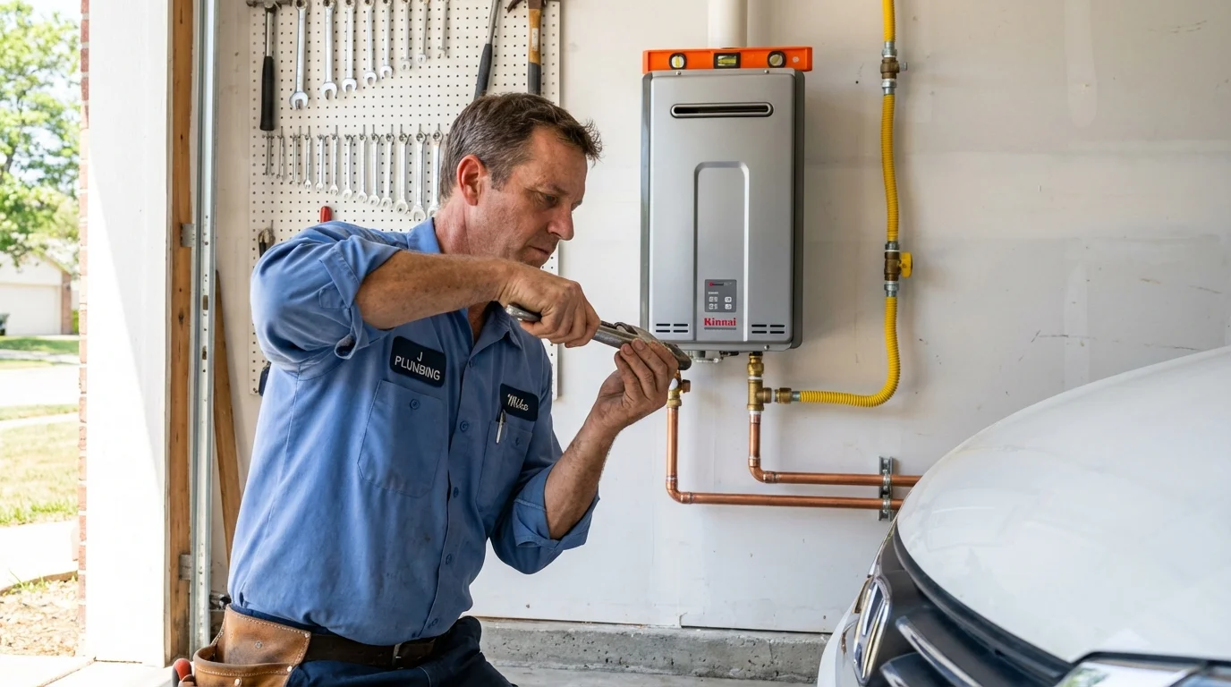 Tankless water heater installation by a Johns Plumbing LLC plumber in Whitefield